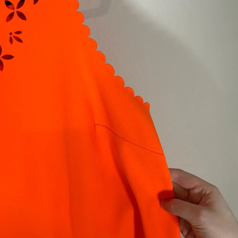 J. Crew Laser Cut Neon Orange Dress - Picture 6 of 14
